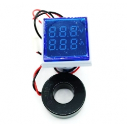 AC Volt Amp Meter 22mm สีฟ้า AD16-22FVA